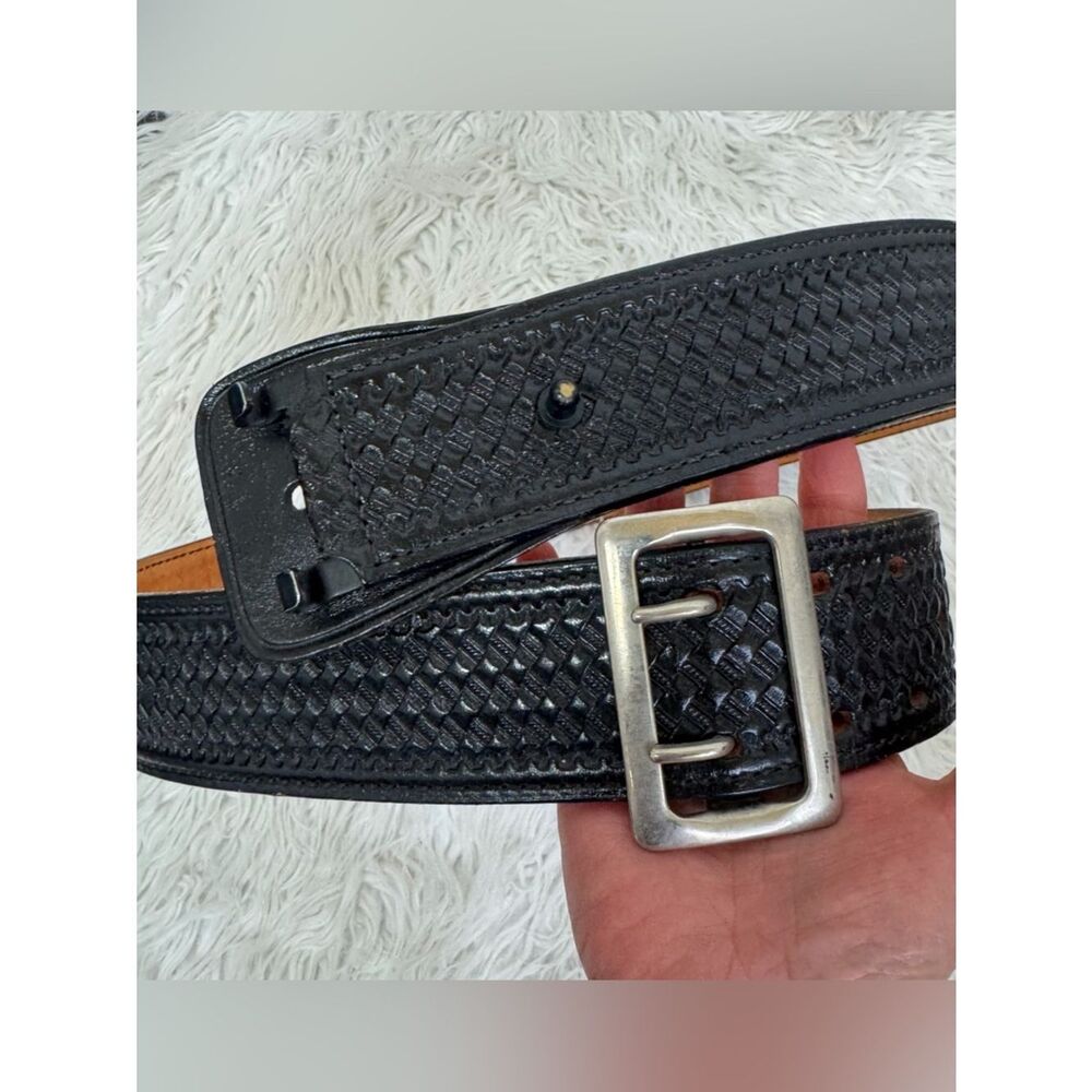 Don Hume Men’s Black Service Leather Basket Weave Duty Belt Size 44